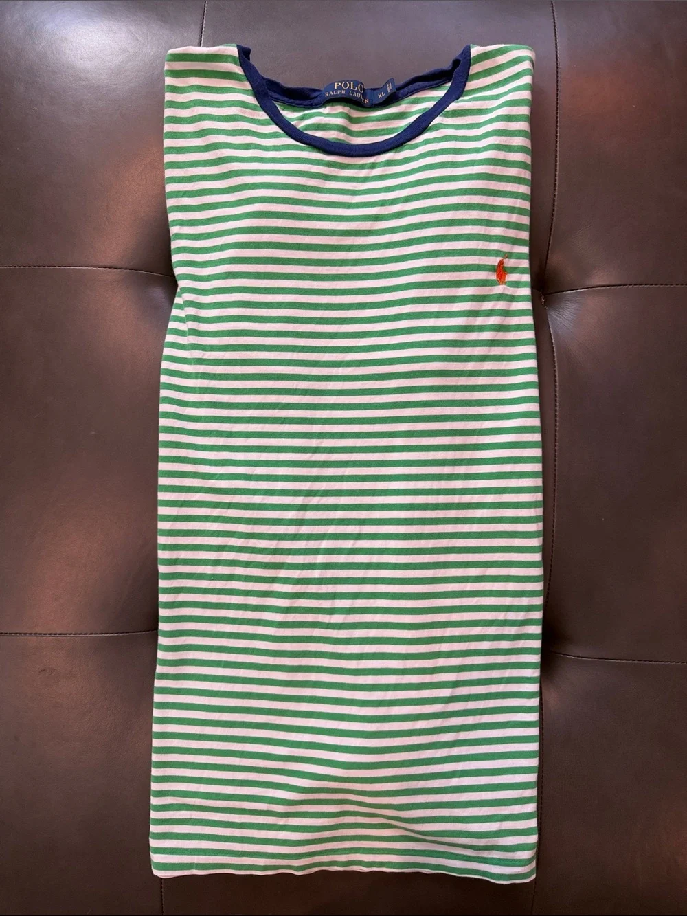 Polo Ralph Lauren Green & White Stripe Cotton Crewneck Tee